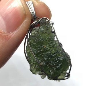 Moldavita piedra auténtica colgante acero MMJ6A joya collar