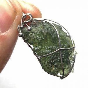 Moldavita piedra auténtica colgante acero MMJ6A joya collar