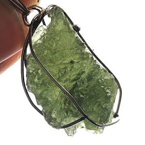 Moldavita piedra auténtica colgante acero MMJ6A joya collar