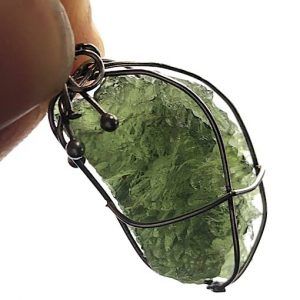 Moldavita piedra auténtica colgante acero MMJ6A joya collar