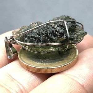 Moldavita piedra auténtica colgante acero MMJ6A joya collar