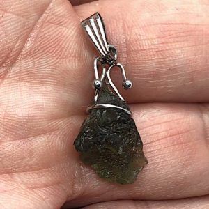 Moldavita piedra auténtica colgante acero pequeño MPJ2A joya personalizada artesanal