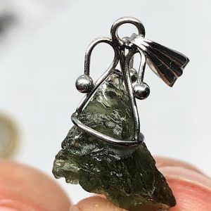 Moldavita piedra auténtica colgante acero pequeño MPJ2A joya personalizada artesanal