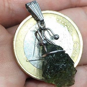 Moldavita piedra auténtica colgante acero pequeño MPJ2A joya personalizada artesanal