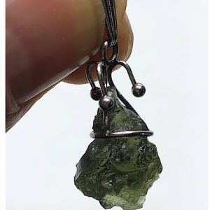 Moldavita piedra auténtica colgante acero pequeño MPJ2A joya personalizada artesanal