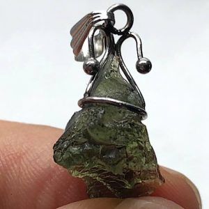Moldavita piedra auténtica colgante acero pequeño MPJ2A joya personalizada artesanal