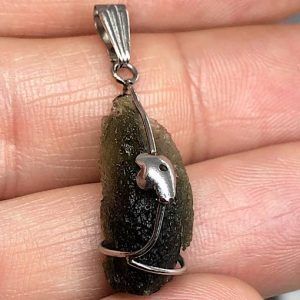 Moldavita piedra auténtica colgante acero pequeño MPJ3A joya personalizada artesanal