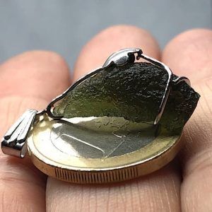 Moldavita piedra auténtica colgante acero pequeño MPJ3A joya personalizada artesanal
