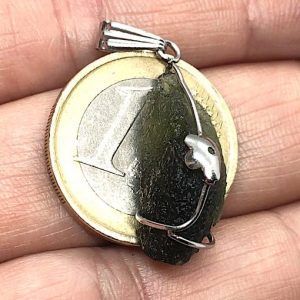 Moldavita piedra auténtica colgante acero pequeño MPJ3A joya personalizada artesanal