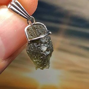 Moldavita piedra auténtica colgante acero MPJ2a joya personalizada artesanal