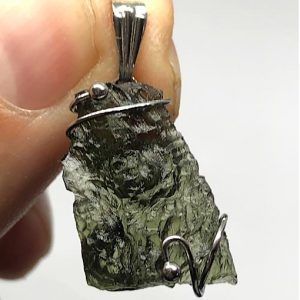 Moldavita piedra auténtica colgante acero MPJ2a-1especial joya personalizada artesanal