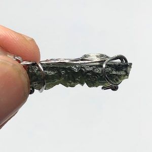 Moldavita piedra auténtica colgante acero MPJ2a-1especial joya personalizada artesanal