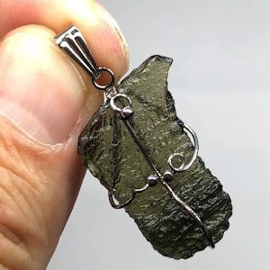Moldavita moldavite piedra auténtica colgante acero modelo energía de conexión ref moldavitaenergy1