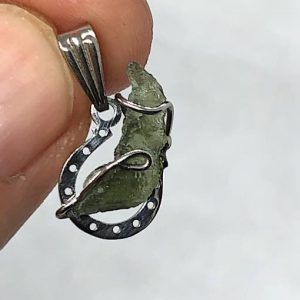 Moldavita moldavite piedra auténtica colgante acero colganteaacero-MP3A-3