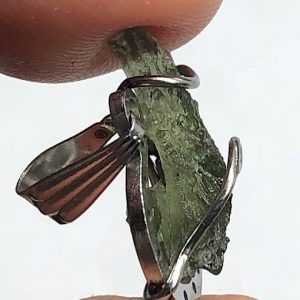 Moldavita moldavite piedra auténtica colgante acero colganteaacero-MP3A-3