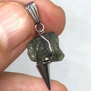 💎 Moldavita piedra auténtica colgante collar acero mpj42ab