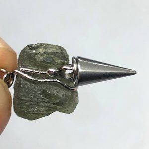 💎 Moldavita piedra auténtica colgante collar acero mpj42ab