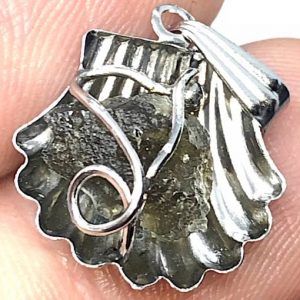 Moldavita piedra auténtica colgante acero concha MMJ4A1 joya personalizada artesanal