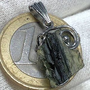 Moldavita moldavite piedra auténtica colgante acero MPJ2a-2especial joya personalizada artesanal