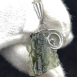 Moldavita moldavite piedra auténtica colgante acero MPJ2a-2especial joya personalizada artesanal