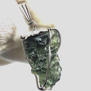 Moldavita moldavite piedra auténtica colgante acero MMJ3A1 joya personalizada artesanal