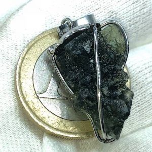 Moldavita moldavite piedra auténtica colgante acero MMJ3A1 joya personalizada artesanal