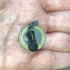 moldavita piedra auténtica tamaño medio colgante acero MMJ7A joya personalizada artesanal