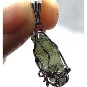 Moldavita piedra auténtica colgante acero pequeño MPJ41AB joya personalizada artesanal