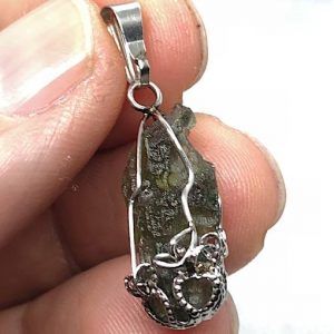Moldavita piedra auténtica colgante acero pequeño MPJ41AB joya personalizada artesanal