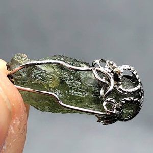 Moldavita piedra auténtica colgante acero pequeño MPJ41AB joya personalizada artesanal