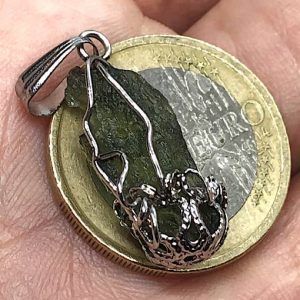 Moldavita piedra auténtica colgante acero pequeño MPJ41AB joya personalizada artesanal