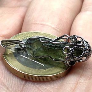 Moldavita piedra auténtica colgante acero pequeño MPJ41AB joya personalizada artesanal