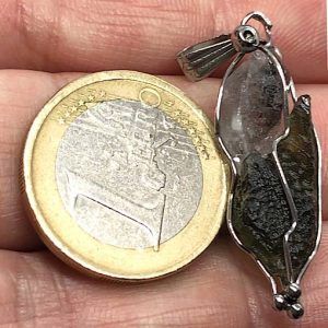 Moldavita piedra auténtica colgante acero y cuarzo herkimer MMJCH8A