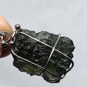 moldavita piedra auténtica colgante acero medianp MMJ3A joya personalizada artesanal