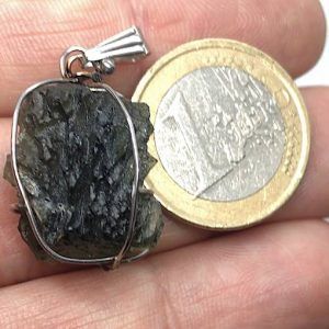 moldavita piedra auténtica colgante acero medianp MMJ3A joya personalizada artesanal