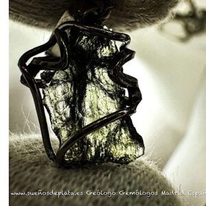 colgante Moldavita moldavite piedra auténtica especial con reportaje microscópico