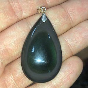 Comprar obsidiana arcoiris colgante de plata piedra natural mediano OACPM3A