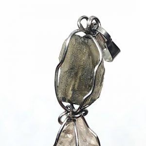 Moldavita Moldavite y herkimer colgante collar original de acero MJCA1A-3
