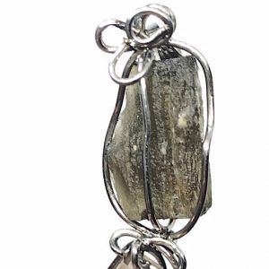Moldavita Moldavite y herkimer colgante collar original de acero MJCA1A-3
