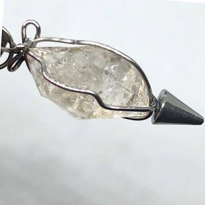 Moldavita Moldavite y herkimer colgante collar original de acero MJCA1A-3