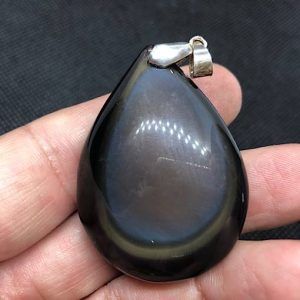 Comprar obsidiana arcoiris colgante de plata piedra natural mediano OACPM3A1