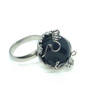 Comprar obsidiana anillo de acero piedra natural OAA1A