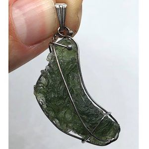 Moldavita piedra auténtica colgante acero pequeño 1B joya personalizada artesanal