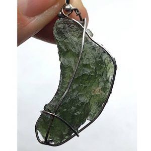 Moldavita piedra auténtica colgante acero pequeño 1B joya personalizada artesanal