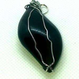 Comprar obsidiana arcoiris colgante de aceero piedra natural mediano OAJCAM1A