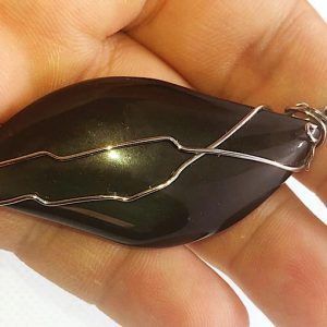 Comprar obsidiana arcoiris colgante de acero piedra natural mediano OAJCAM1A