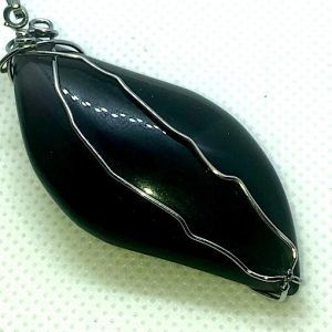 Comprar obsidiana arcoiris colgante de acero piedra natural mediano OAJCAM1A