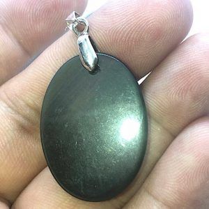 Comprar obsidiana arcoiris colgante de plata piedra natural mediano OACPM2A