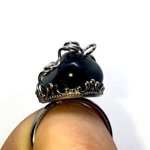 Comprar obsidiana anillo de acero piedra natural OAA1A