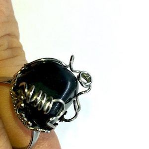 Comprar obsidiana anillo de acero piedra natural OAA1A